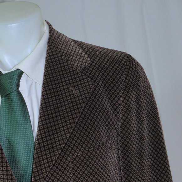 Romeo Gigli Geometric Foulard Brown Velvet Vintage Three Button Blazer 40R - Picture 1 of 11
